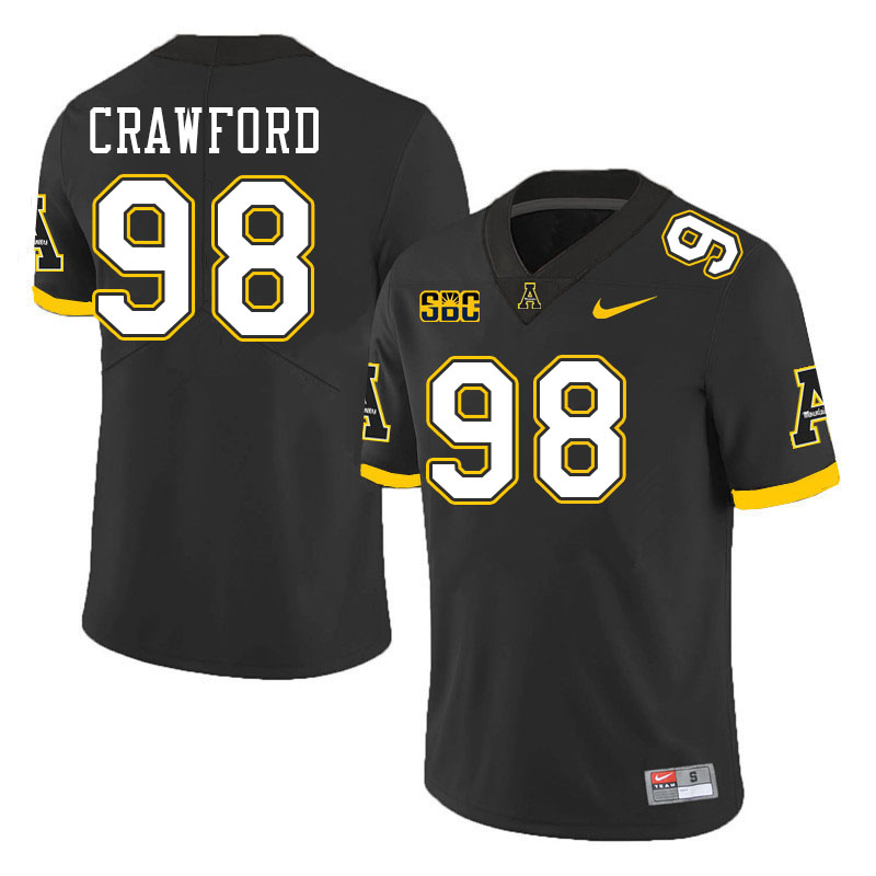 Appalachian State Mountaineers #98 Kelvin Crawford College Football Jerseys Stitched-Black Appalachian State Mountaineers #98 Kelvin Crawford College Football Jerseys Stitched-Black